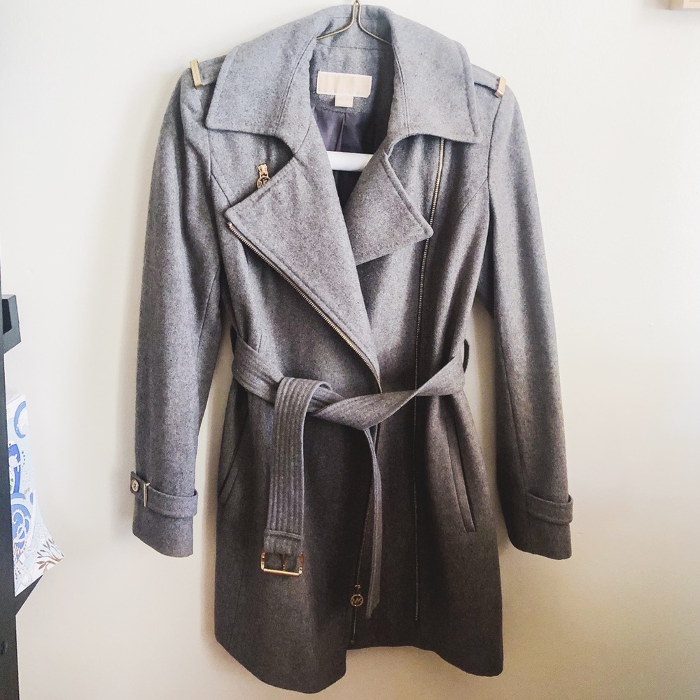 Michael Kors Asymmetrical Moto Wool Coat